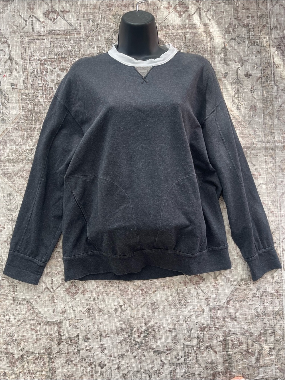 Brunello Cucinelli Grey Crewneck Sweater with White Trim and Embellished Detail - Picture 10 of 10